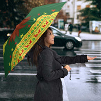 Senegal Christmas Umbrella with Yellow-Green-Red Design, Baobab Tree, and National Coat of Arms Motif - Wonder Print Shop