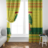 Senegal Christmas Window Curtain with Yellow-Green-Red Design, Baobab Tree, and National Coat of Arms Motif - Wonder Print Shop