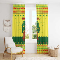 Senegal Christmas Window Curtain with Yellow-Green-Red Design, Baobab Tree, and National Coat of Arms Motif - Wonder Print Shop