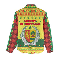 Senegal Christmas Women Casual Shirt with Yellow-Green-Red Design, Baobab Tree, and National Coat of Arms Motif - Wonder Print Shop
