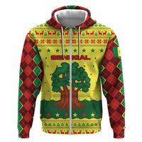 Senegal Christmas Zip Hoodie with Yellow-Green-Red Design, Baobab Tree, and National Coat of Arms Motif - Wonder Print Shop