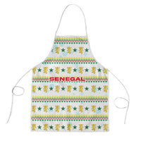 Senegal Christmas Apron with White-Green-Yellow Design, Golden Lion, and Festive Stars Motif - Wonder Print Shop