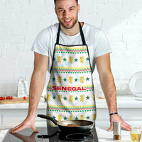 Senegal Christmas Apron with White-Green-Yellow Design, Golden Lion, and Festive Stars Motif - Wonder Print Shop
