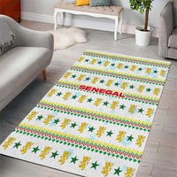 Senegal Christmas Area Rug with White-Green-Yellow Design, Golden Lion, and Festive Stars Motif - Wonder Print Shop