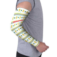 Senegal Christmas Arm Sleeves with White-Green-Yellow Design, Golden Lion, and Festive Stars Motif - Wonder Print Shop