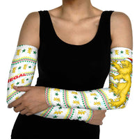 Senegal Christmas Arm Sleeves with White-Green-Yellow Design, Golden Lion, and Festive Stars Motif - Wonder Print Shop