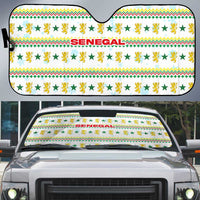 Senegal Christmas Auto Sun Shade with White-Green-Yellow Design, Golden Lion, and Festive Stars Motif - Wonder Print Shop