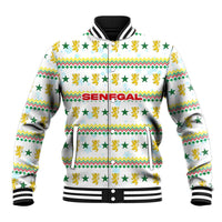 Senegal Christmas Baseball Jacket with White-Green-Yellow Design, Golden Lion, and Festive Stars Motif - Wonder Print Shop