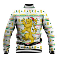 Senegal Christmas Baseball Jacket with White-Green-Yellow Design, Golden Lion, and Festive Stars Motif - Wonder Print Shop