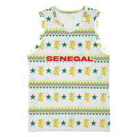 Senegal Christmas Basketball Jersey with White-Green-Yellow Design, Golden Lion, and Festive Stars Motif - Wonder Print Shop