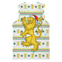 Senegal Christmas Basketball Jersey with White-Green-Yellow Design, Golden Lion, and Festive Stars Motif - Wonder Print Shop