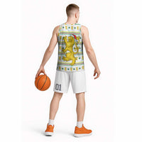 Senegal Christmas Basketball Jersey with White-Green-Yellow Design, Golden Lion, and Festive Stars Motif - Wonder Print Shop