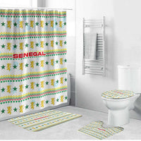 Senegal Christmas Bathroom Set with White-Green-Yellow Design, Golden Lion, and Festive Stars Motif - Wonder Print Shop