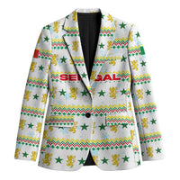 Senegal Christmas Blazer with White-Green-Yellow Design, Golden Lion, and Festive Stars Motif - Wonder Print Shop