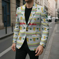 Senegal Christmas Blazer with White-Green-Yellow Design, Golden Lion, and Festive Stars Motif - Wonder Print Shop