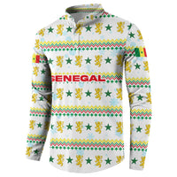 Senegal Christmas Button Sweatshirt with White-Green-Yellow Design, Golden Lion, and Festive Stars Motif - Wonder Print Shop