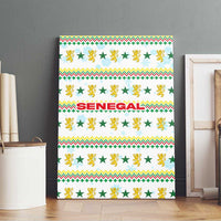 Senegal Christmas Canvas Wall Art with White-Green-Yellow Design, Golden Lion, and Festive Stars Motif - Wonder Print Shop