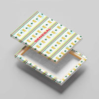 Senegal Christmas Canvas Wall Art with White-Green-Yellow Design, Golden Lion, and Festive Stars Motif - Wonder Print Shop