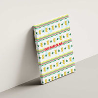 Senegal Christmas Canvas Wall Art with White-Green-Yellow Design, Golden Lion, and Festive Stars Motif - Wonder Print Shop
