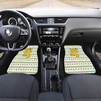 Senegal Christmas Car Mats with White-Green-Yellow Design, Golden Lion, and Festive Stars Motif - Wonder Print Shop