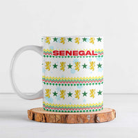 Senegal Christmas Ceramic Mug with White-Green-Yellow Design, Golden Lion, and Festive Stars Motif - Wonder Print Shop