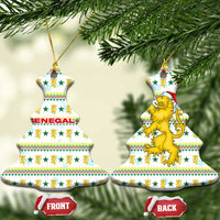 Senegal Christmas Ceramic Ornament with White-Green-Yellow Design, Golden Lion, and Festive Stars Motif - Wonder Print Shop