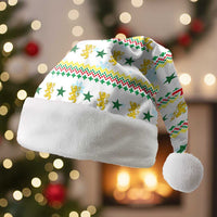 Senegal Christmas Santa Hat with White-Green-Yellow Design, Golden Lion, and Festive Stars Motif - Wonder Print Shop