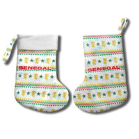 Senegal Christmas Stocking with White-Green-Yellow Design, Golden Lion, and Festive Stars Motif - Wonder Print Shop