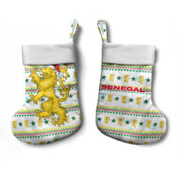 Senegal Christmas Stocking with White-Green-Yellow Design, Golden Lion, and Festive Stars Motif - Wonder Print Shop