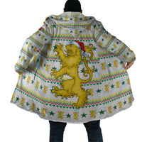 Senegal Christmas Cloak with White-Green-Yellow Design, Golden Lion, and Festive Stars Motif - Wonder Print Shop