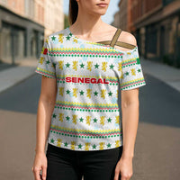 Senegal Christmas Cross Shoulder Shirt with White-Green-Yellow Design, Golden Lion, and Festive Stars Motif - Wonder Print Shop