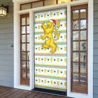 Senegal Christmas Door Cover with White-Green-Yellow Design, Golden Lion, and Festive Stars Motif - Wonder Print Shop