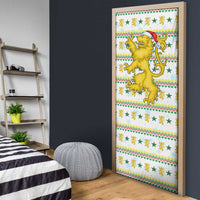 Senegal Christmas Door Cover with White-Green-Yellow Design, Golden Lion, and Festive Stars Motif - Wonder Print Shop