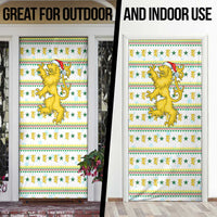 Senegal Christmas Door Cover with White-Green-Yellow Design, Golden Lion, and Festive Stars Motif - Wonder Print Shop