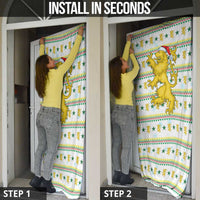 Senegal Christmas Door Cover with White-Green-Yellow Design, Golden Lion, and Festive Stars Motif - Wonder Print Shop