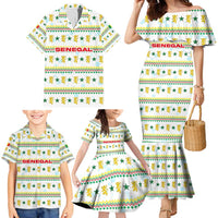 Senegal Christmas Family Matching Mermaid Dress and Hawaiian Shirt with White-Green-Yellow Design, Golden Lion, and Festive Stars Motif - Wonder Print Shop