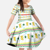 Senegal Christmas Family Matching Puletasi and Hawaiian Shirt with White-Green-Yellow Design, Golden Lion, and Festive Stars Motif - Wonder Print Shop