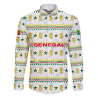 Senegal Christmas Family Matching Puletasi and Hawaiian Shirt with White-Green-Yellow Design, Golden Lion, and Festive Stars Motif - Wonder Print Shop