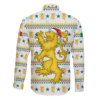 Senegal Christmas Family Matching Puletasi and Hawaiian Shirt with White-Green-Yellow Design, Golden Lion, and Festive Stars Motif - Wonder Print Shop