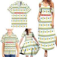 Senegal Christmas Family Matching Summer Maxi Dress and Hawaiian Shirt with White-Green-Yellow Design, Golden Lion, and Festive Stars Motif - Wonder Print Shop