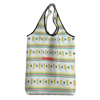 Senegal Christmas Grocery Bag with White-Green-Yellow Design, Golden Lion, and Festive Stars Motif - Wonder Print Shop