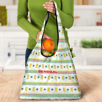 Senegal Christmas Grocery Bag with White-Green-Yellow Design, Golden Lion, and Festive Stars Motif - Wonder Print Shop