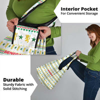 Senegal Christmas Grocery Bag with White-Green-Yellow Design, Golden Lion, and Festive Stars Motif - Wonder Print Shop