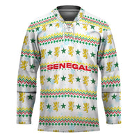 Senegal Christmas Hockey Jersey with White-Green-Yellow Design, Golden Lion, and Festive Stars Motif - Wonder Print Shop