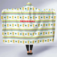 Senegal Christmas Hooded Blanket with White-Green-Yellow Design, Golden Lion, and Festive Stars Motif - Wonder Print Shop
