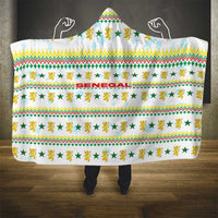 Senegal Christmas Hooded Blanket with White-Green-Yellow Design, Golden Lion, and Festive Stars Motif - Wonder Print Shop