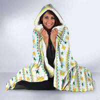 Senegal Christmas Hooded Blanket with White-Green-Yellow Design, Golden Lion, and Festive Stars Motif - Wonder Print Shop