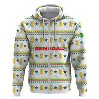 Senegal Christmas Hoodie with White-Green-Yellow Design, Golden Lion, and Festive Stars Motif - Wonder Print Shop
