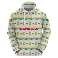 Senegal Christmas Hoodie with White-Green-Yellow Design, Golden Lion, and Festive Stars Motif - Wonder Print Shop