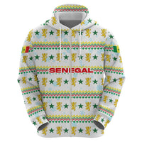Senegal Christmas Hoodie with White-Green-Yellow Design, Golden Lion, and Festive Stars Motif - Wonder Print Shop